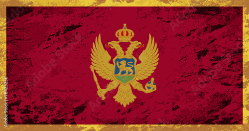 Montenegrin flag. Grunge background. Vector illustration