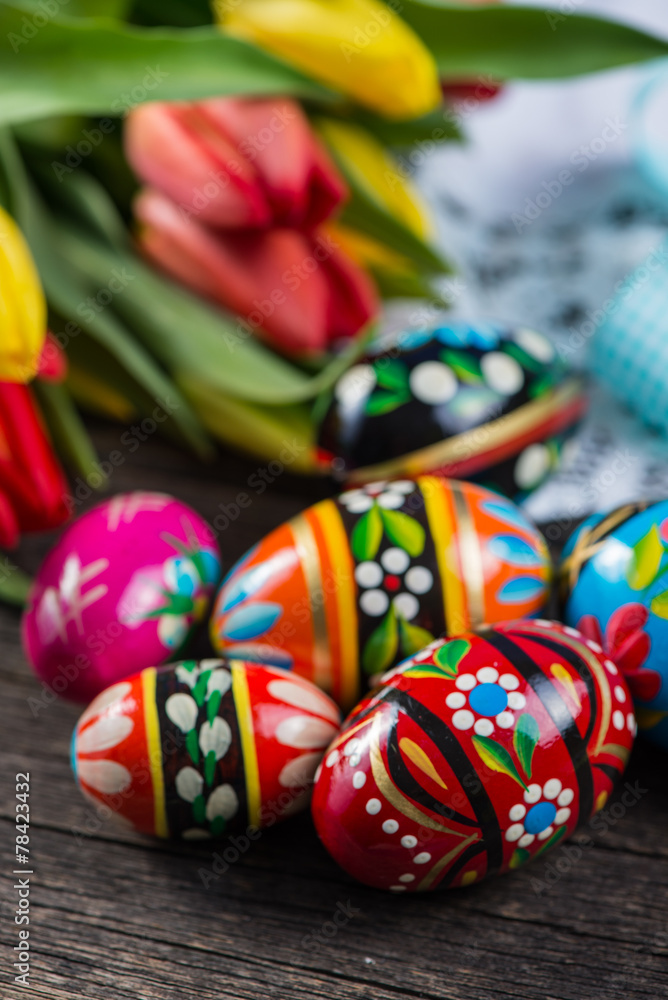 Traditional hand painted easter eggs