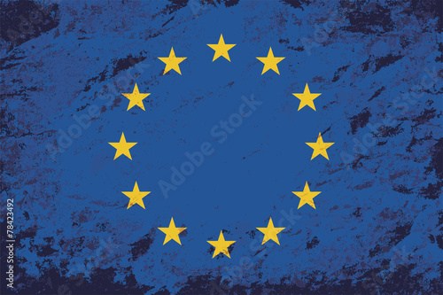 European Union flag. Grunge background. Vector illustration