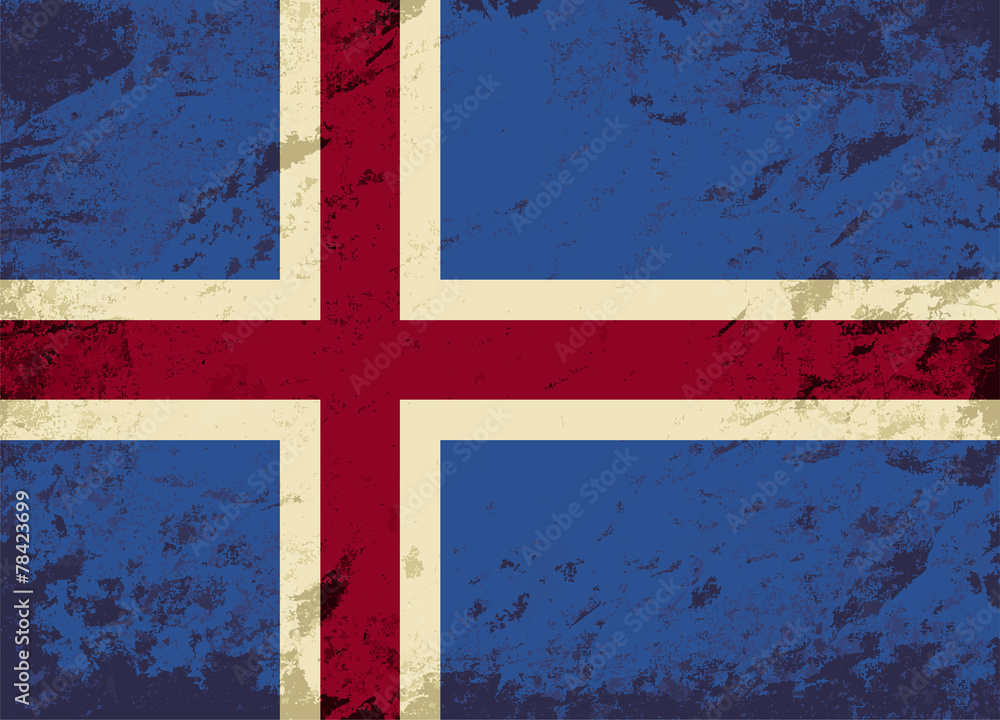 Fototapeta premium Icelandic flag. Grunge background. Vector illustration