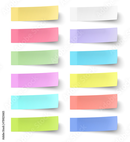 Colour sticky notes isolated on white background