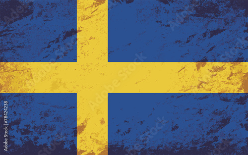 Swedish flag. Grunge background. Vector illustration