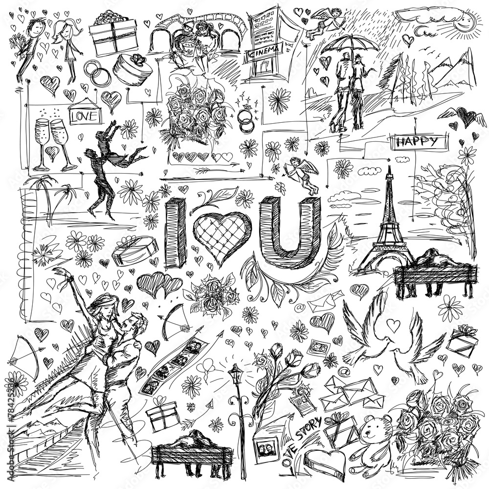 Obraz premium Vector background I love you 07
