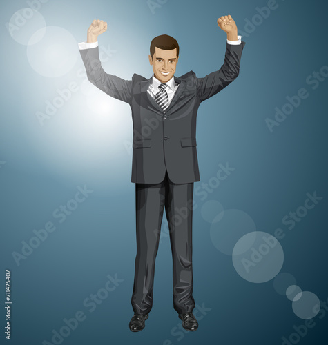 Vector Businessman With Hands Up