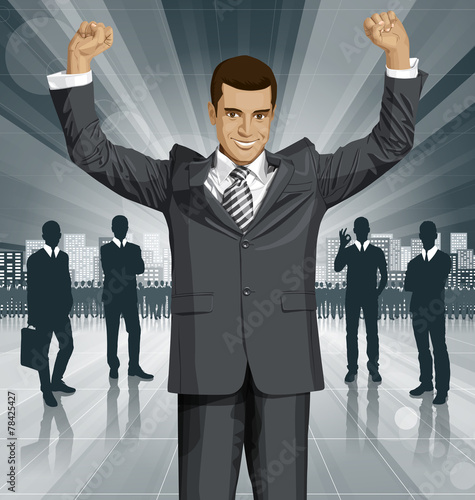 Vector Businessman With Hands Up