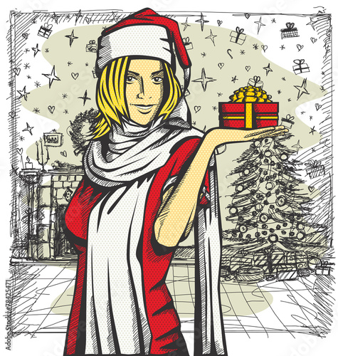 Vector Woman Waiting For Christmas