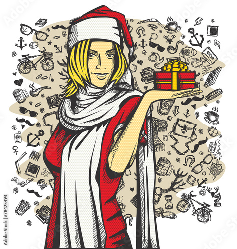 Vector Woman Waiting For Christmas