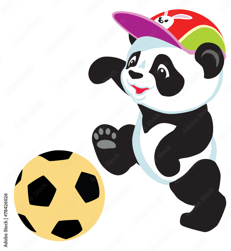 Naklejka premium panda playing with ball