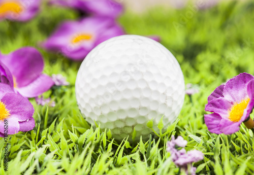 Golf ball on green grass