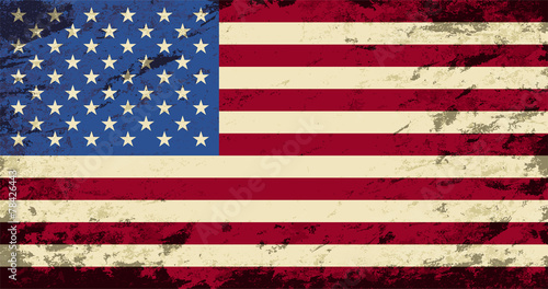 American flag. Grunge background. Vector illustration