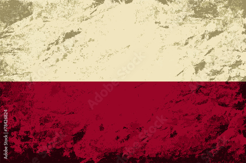 Polish flag. Grunge background. Vector illustration