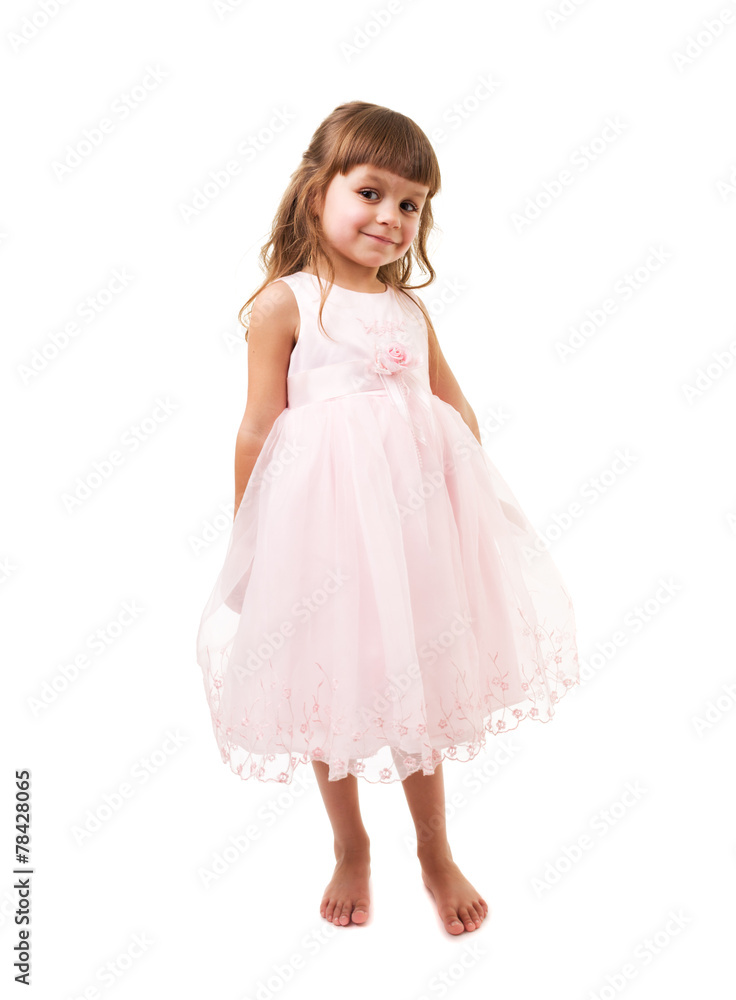 beautiful young girl in a pink dress, isolated on white beautiful young girl in a pink dress, isolated on white