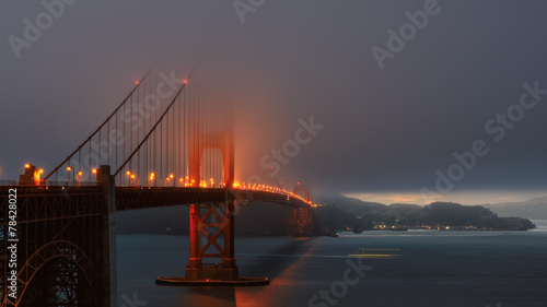 Night view at the Golden Gate Bridge in San Francisco, California.