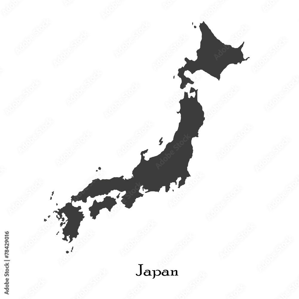 Fototapeta Czarna mapa Japonii do projektowania