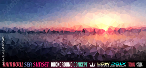 Low Poly tSea Sunset Art background for your flyer