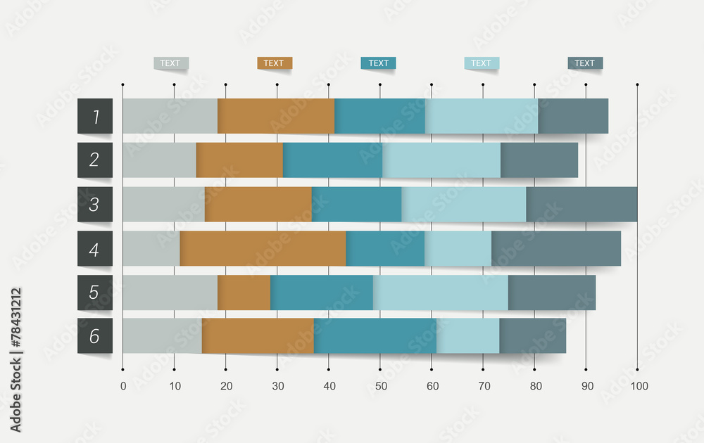 Flat chart, graph. Simply color editable. Infographics elements. Stock
