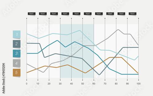 Flat chart. Lined graph. Simply color editable.
