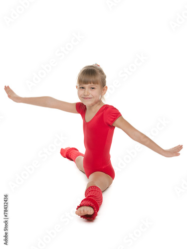 Little gymnast do exercises
