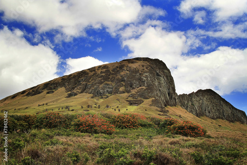 Moai at Rano Ranaku Volcano Quarry