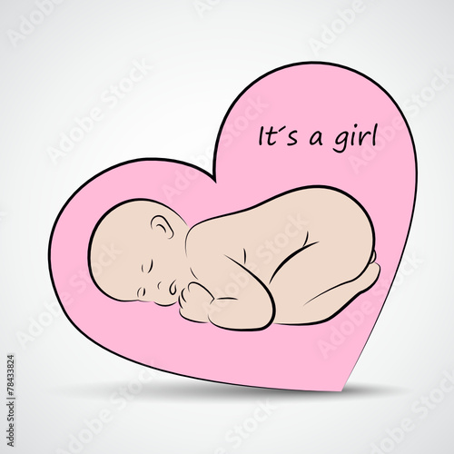 schlafendes baby im rosa herz