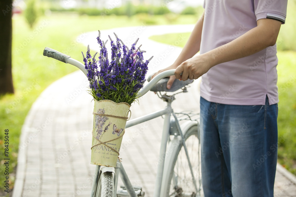 Naklejka premium Man with bike