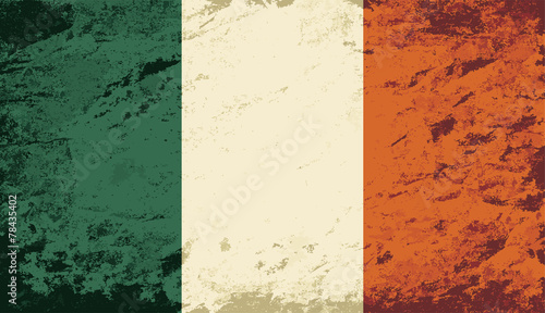 Irish flag. Grunge background. Vector illustration