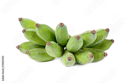 Green bananas do not ripe  isolated on a white background