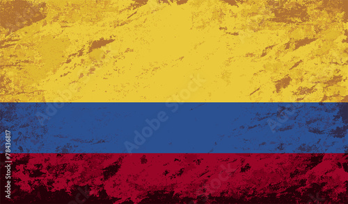 Colombian flag. Grunge background. Vector illustration