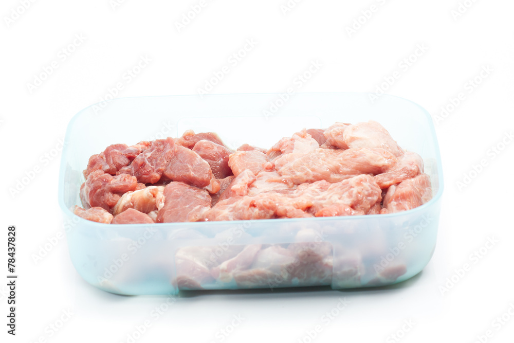 Fresh meat in light blue tray Fresh meat in light blue tray