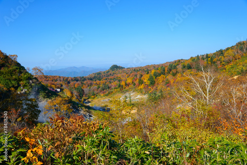 Mt.Hachimantai in autumn near the Fukenoyu in Akita, Japan