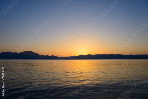 Sunset of the Lake Tazawa in Semboku, Akita, Japan