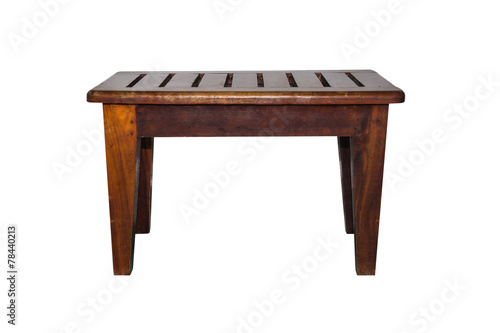 Square wood table isolated on white