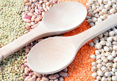 various types of legumes lentil beans Peas vegetable photo