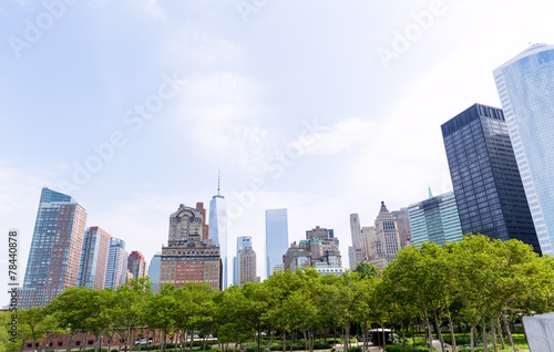 Lower Manhattan New York skyline Battery Park