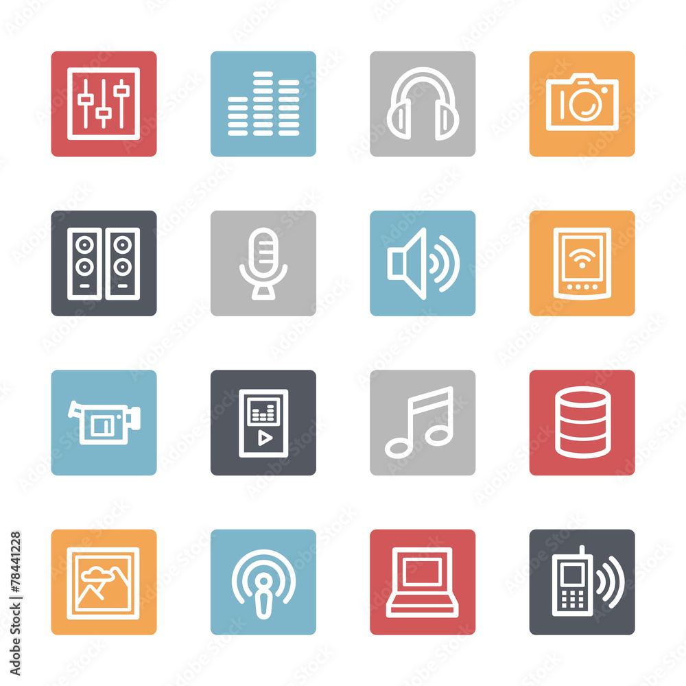 Media Web Icons Set Media Web Icons Set