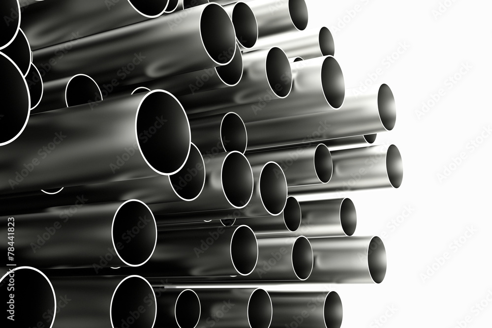 Viele Röhren aus Chrom und Metall StockFoto Adobe Stock