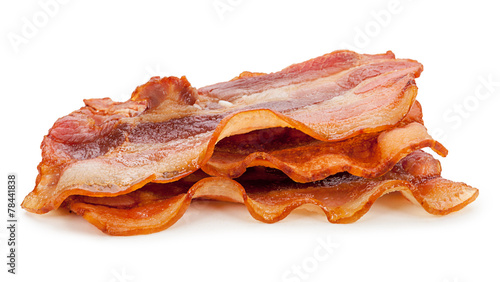 Grilled fresh bacon isolated on white background