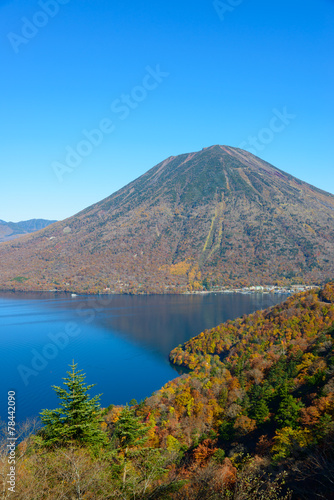 Lake Chuzenji and Mt.Nikko-Shirane in Autumn, in Oku-nikko, Toch