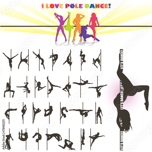 Vector silhouette of pole dancers