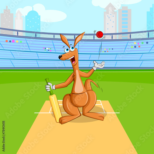 Kangaroo playing cricket