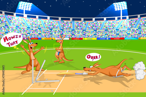 Kangaroo playing cricket