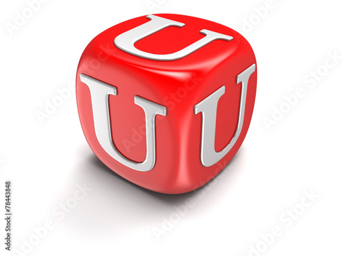 Dice with letter U (clipping path included)