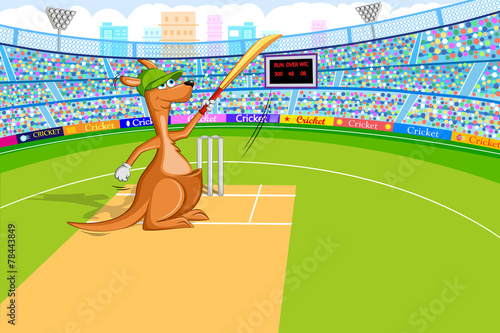 Kangaroo playing cricket