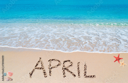 april on a tropical beach