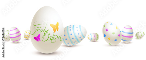 Bunte Ostereier im Raum - Frohe Ostern