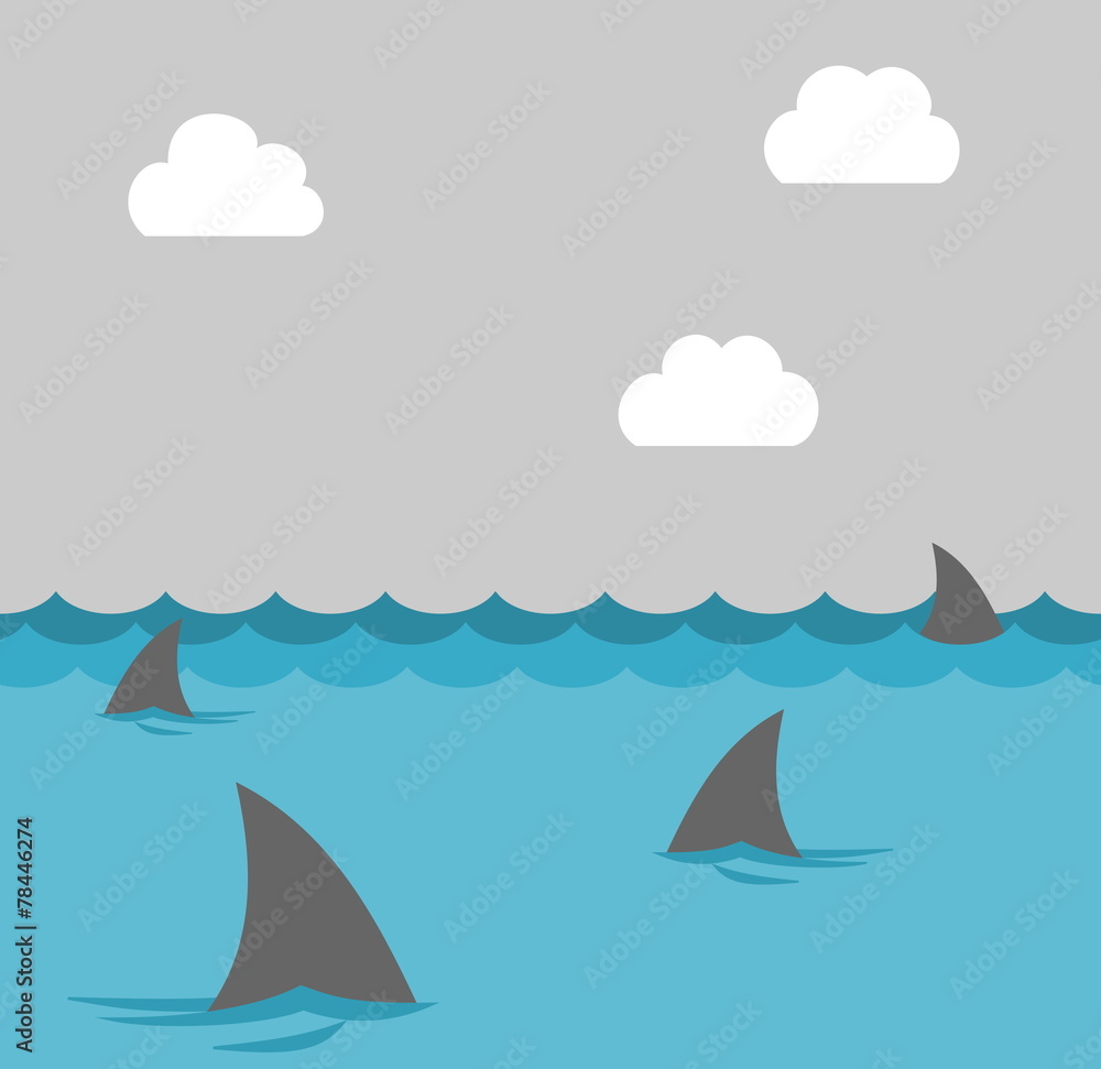Obraz premium grupa rekinów na morzu