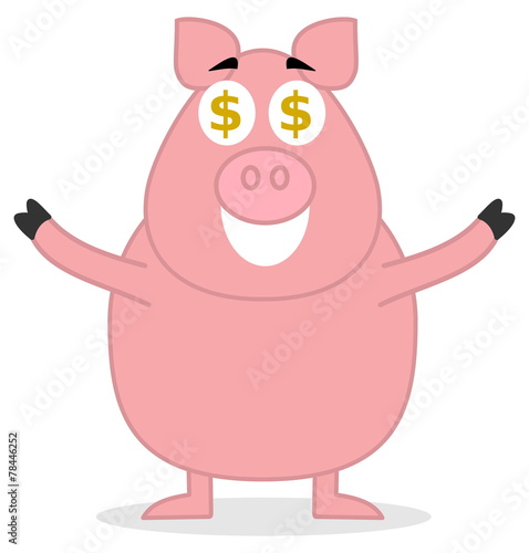 big pig standing like money