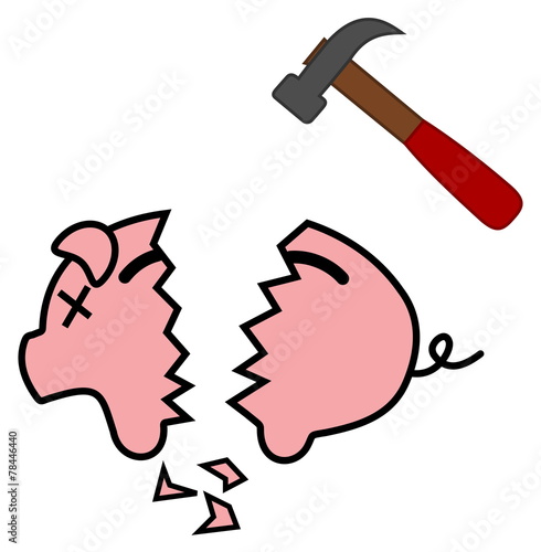 breaking a piggy bank