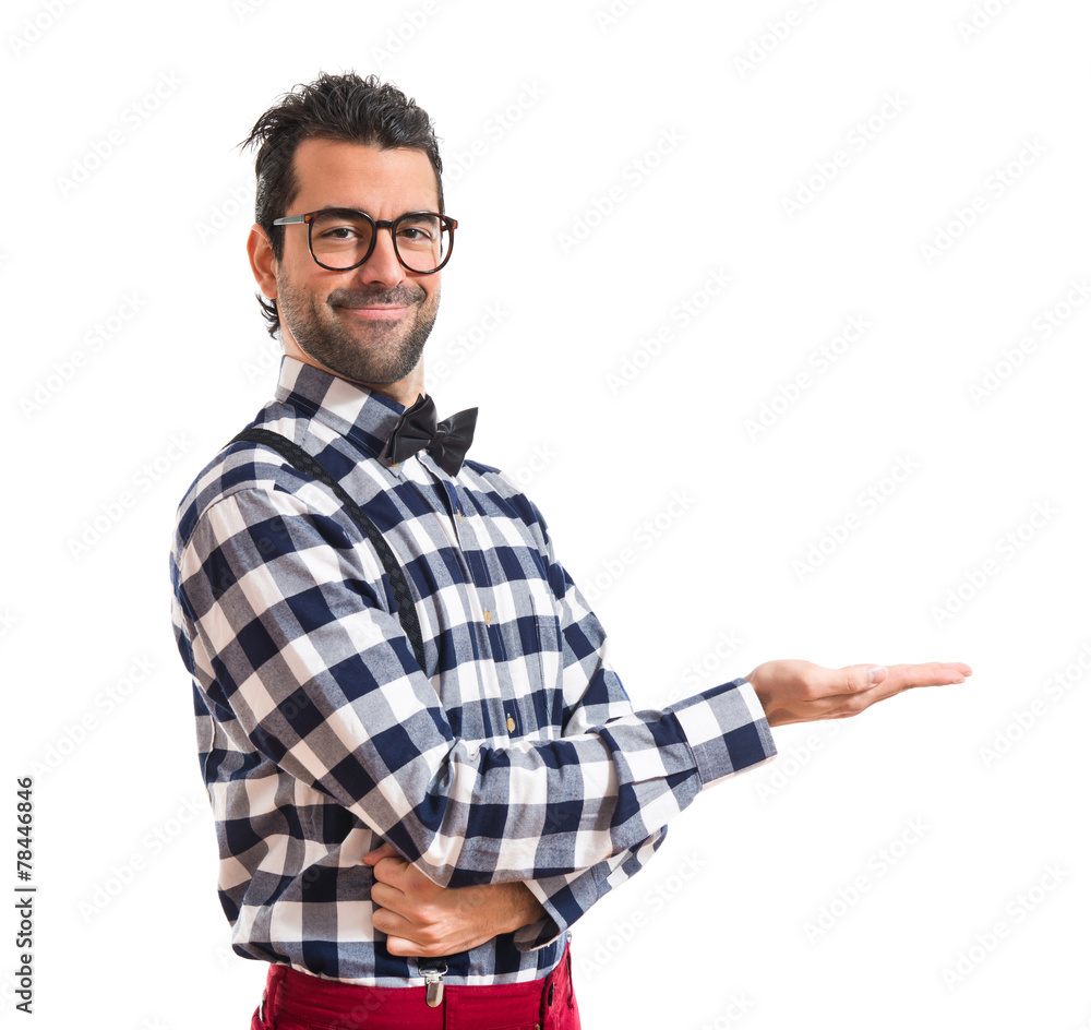Posh boy presenting something Posh boy presenting something