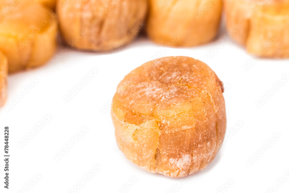 Close up and selective focus on dried Scallop at the foreground Close up and selective focus on dried Scallop at the foreground